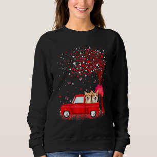 Corgi Valentine's Day  Dogs Red Truck Hearts Sweatshirt