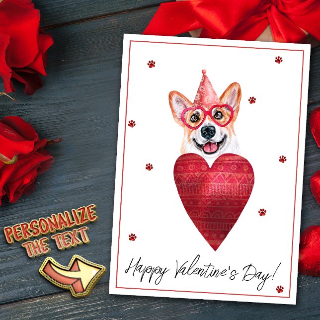 Corgi Valentine's Day Gift Dog Holiday Card (Creator Uploaded)
