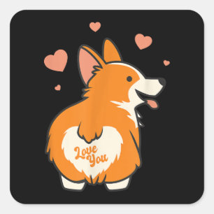 Corgi Valentines Day Gift Dog Lover Heart Square Sticker