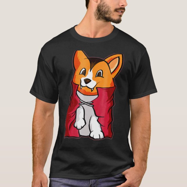 Corgi Vampire Cute Vampire Halloween T-Shirt (Front)