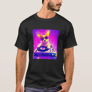 Corgi Vaporwave DJ Dog  Aesthetic Boys Girls Men W T-Shirt
