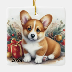 Corgi Watercolor Ornament Customization Available