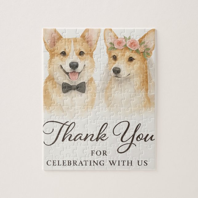 Corgi Watercolor Wedding Favour  Jigsaw Puzzle (Vertical)