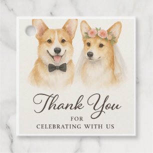 Corgi Watercolor Wedding Thank you Favour Tags