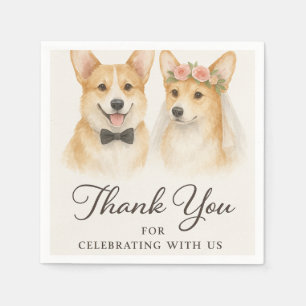 Corgi Watercolor Wedding Thank you Napkin