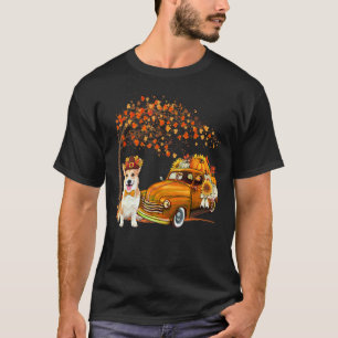 Corgi Wearing Hat Fall Tree Pickup Truck Carrying T-Shirt