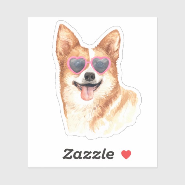 Corgi wearing retro heart sunglasses (Sheet)