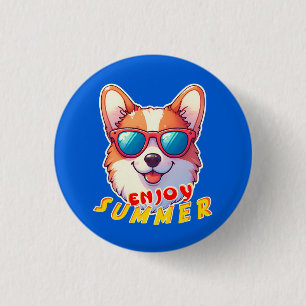 Corgi wears sunglasses Enjoy summer 3 Cm Round Badge