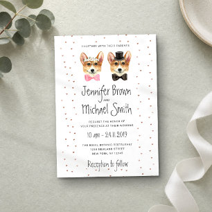 Corgi Wedding Dog Bride Groom Couple Valentines Invitation