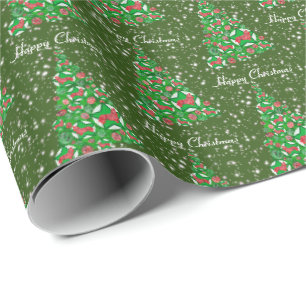 Corgi Welsh Dog Christmas Tree Holiday Green Wrapping Paper