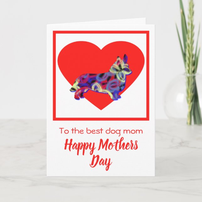 Corgi Welsh Dog Red Heart Mother’s Day Card (Front)