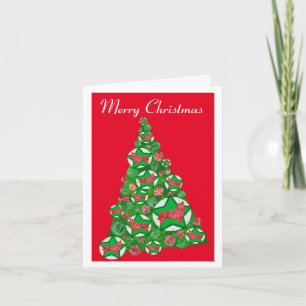 Corgi Welsh Dog Silhouette Christmas Tree Red Card