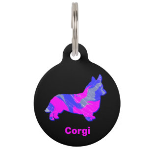 Corgi Welsh Puppy Dog Hot Pink and Blue Pet Tag