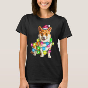 Corgi Welsh Santa Christmas Tree Lights For Dog T-Shirt