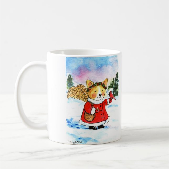Corgi Winter Angel Coffee Mug (Left)