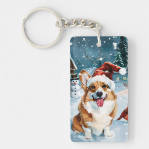 Corgi Winter Wonderland Christmas Joy Key Ring