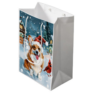 Corgi Winter Wonderland Christmas Joy Medium Gift Bag