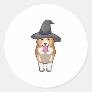 Corgi Witch Classic Round Sticker