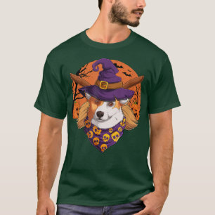 Corgi Witch Hat Jack-o-lantern Dogs Halloween -646 T-Shirt