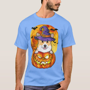 Corgi Witch Pumpkin Halloween Dog Lover Funny -650 T-Shirt