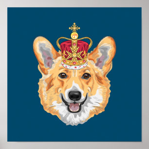 Corgi with a Crown Poster