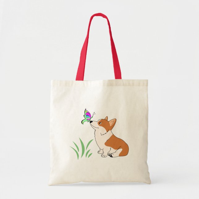 Corgi with Butterfly and Grass-1.png Tote Bag (Front)
