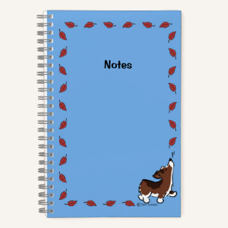 Corgi with Leaves - Blue - Notebook