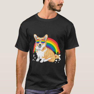 Corgi With Rainbow Lgbt Flag T Lgbtq For Les Gay T-Shirt