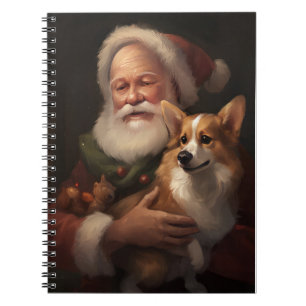 Corgi With Santa Claus Festive Christmas Notebook