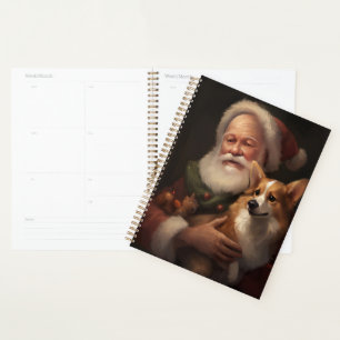 Corgi With Santa Claus Festive Christmas Planner