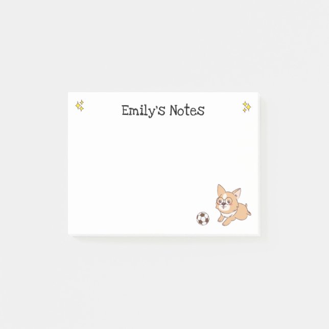 Corgi With Soccer Ball Post-It Notes (Front)