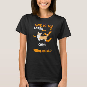 Corgi With Tail Costume Halloween Lazy Scary Dog T-Shirt