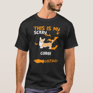 Corgi With Tail Costume Halloween Lazy Scary Dog T-Shirt