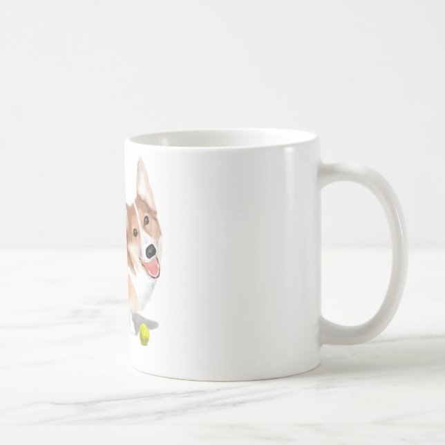 Corgi with Tennis Ball Coffee Mug (Right)