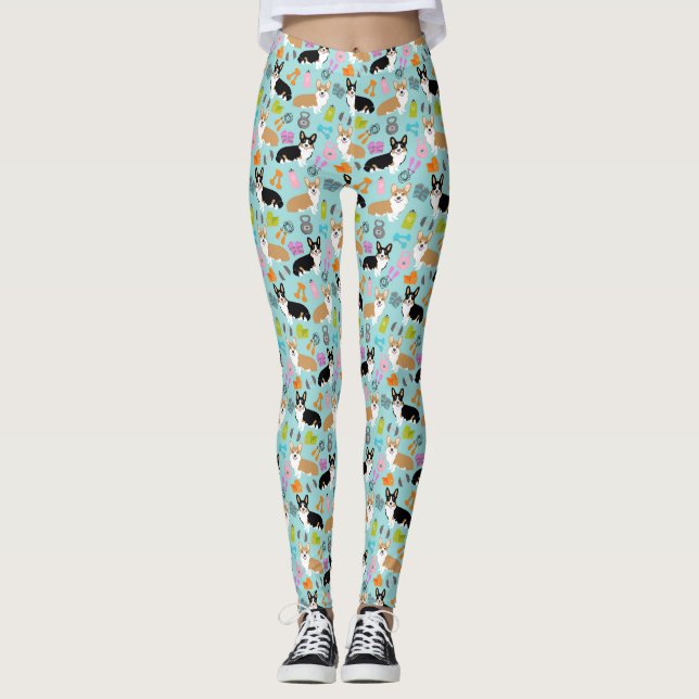 Corgi Workout Fitness Leggings (Front)