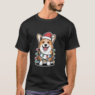 Corgi Wrapped in Christmas Lights T-Shirt