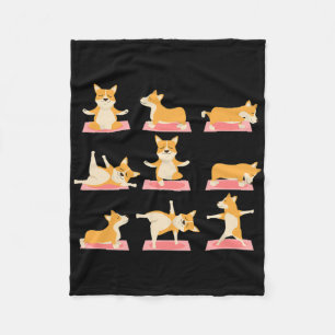 Corgi Yoga Shirt-yoga Corgi Dog On Mat-cool Gifts  Fleece Blanket