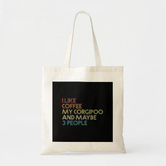 Corgipoo Dog Owner Gift Coffee Lover Funny Vintage Tote Bag