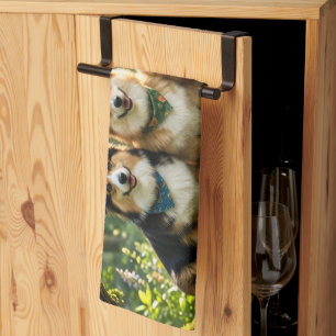 Corgis and Bird Tea Towel