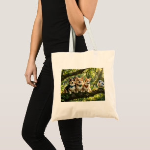Corgis and Bird Tote Bag