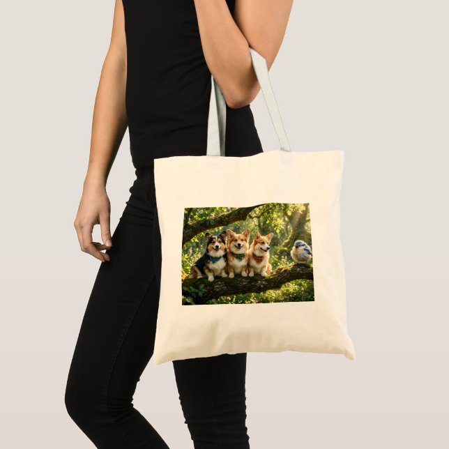 Corgis and Bird Tote Bag (Front (Product))