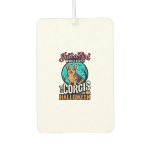 Corgis and Halloween Girl Vintage Engraving Shirt Car Air Freshener
