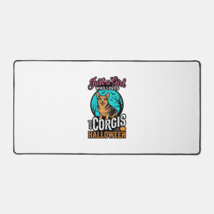 Corgis and Halloween Girl Vintage Engraving Shirt Desk Mat