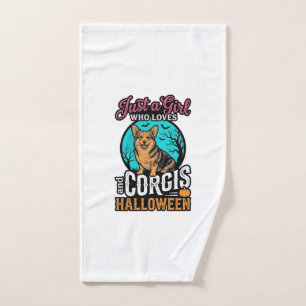 Corgis and Halloween Girl Vintage Engraving Shirt  Hand Towel