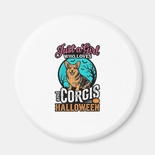 Corgis and Halloween Girl Vintage Engraving Shirt  Magnet