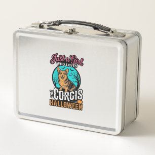 Corgis and Halloween Girl Vintage Engraving Shirt  Metal Lunch Box