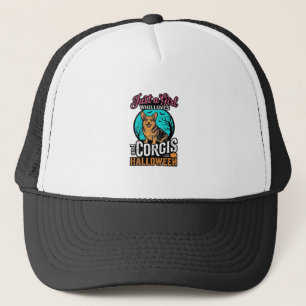 Corgis and Halloween Girl Vintage Engraving Shirt  Trucker Hat