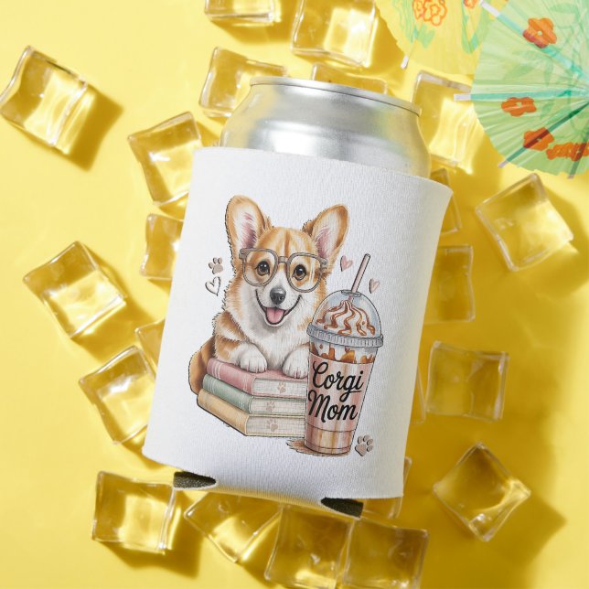 Corgis Books and Iced Coffee for Dog Can Cooler (In Situ Summer)