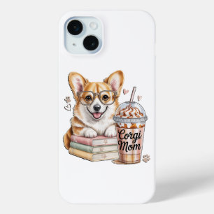Corgis Books and Iced Coffee for Dog iPhone 15 Mini Case