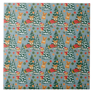 Corgis decorate the Christmas Tree in Forest Tile